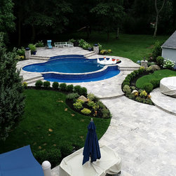 Silver Travertine & Rain Cloud Marble Poroject in Oster Bay - Landscaping Stones And Pavers