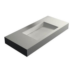 ADM Bathroom Design - ADM Rectangular Wall Mounted Sink, White, 48" - Bathroom Sinks