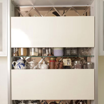 Modular Kitchen with Hettich Pantry, Crockery Unit | High Gloss PU Finish| Kasba