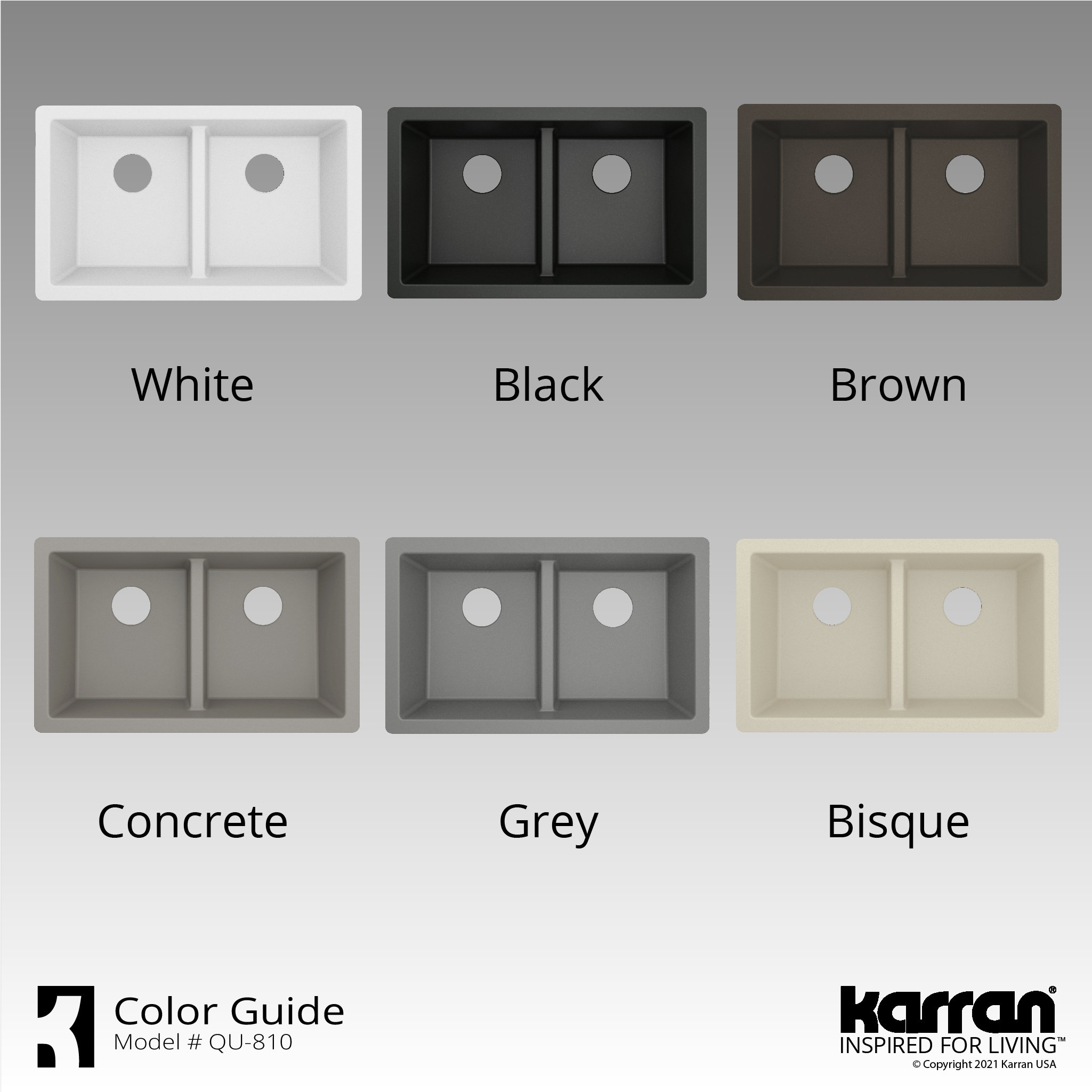 Karran 32" Undermount Double Bowl 50/50 Quartz Kitchen Sink Kit, Black