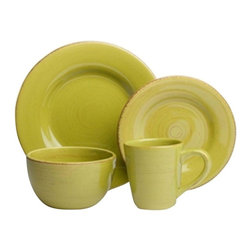 Sonoma 16-Piece Dinnerware Set in Apple Green - Dinnerware Sets