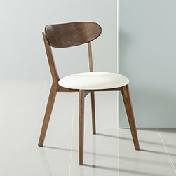 Icon By Design - Henrik Solid Walnut Dining Chair - Cream Top Grain Leather Seat - Dining Chairs