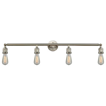 Bare Bulb 4-Light Dimmable LED Bath Fixture, Brushed Satin Nickel