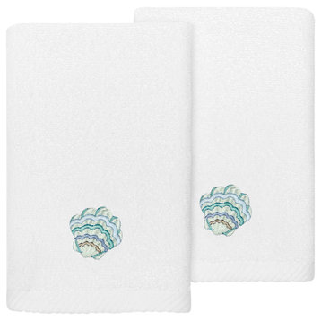 Linum Home Textiles 100% Turkish Cotton AARON 2PC Emb Fingertip Towel Set