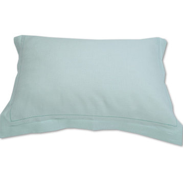 Hemstitched Linen Pillow Case, Mint, Euro Sham