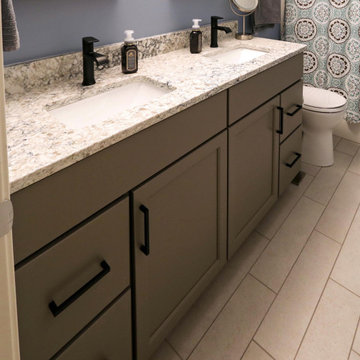 Kids Bathroom with Double Sink Vanity and Quartz Countertop