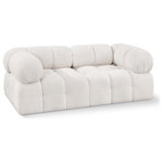 Meridian Furniture - Ames Boucle Fabric Modular Sofa, Cream, 2-Piece: 2 Corner Chair - Introduce a touch of modern sophistication to your living area with the exquisite Ames Boucle Fabric Sofa. With plush cream boucle fabric and unique design, it will elevate the visual appeal of your living space. This elegant and captivating sofa can be mixed and matched with other pieces from the collection to create an endless array of stunning looks. So, get ready to transform your living area into an inviting and stylish haven with the Ames Boucle Fabric Sofa.