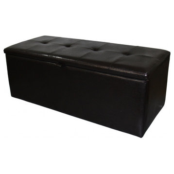 Brown Faux Leather Storage Bench
