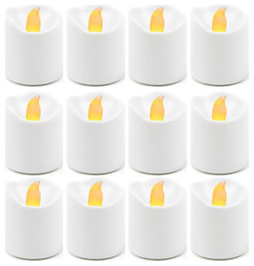 LED-12 Flameless LED Votive Candles, 12 Pieces, White