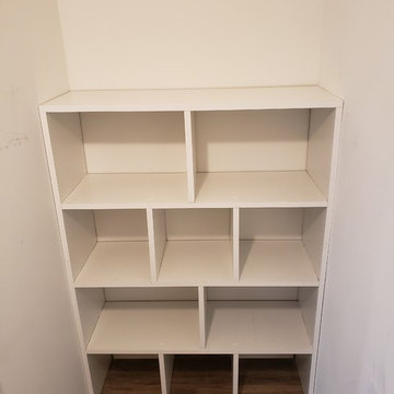 Built Custom Closet Shelves with Two Bathroom Renovations