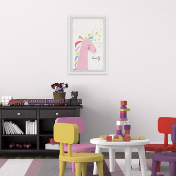 "Unicorn's Big Dream" Framed Painting Print