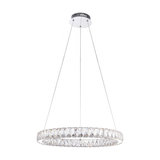 Chrome Effect Plate & Clear Faceted Acrylic Ring Pendant 24W