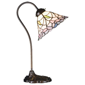 Meyda Lighting 18"H Daffodil Bell Desk Lamp, Ca Pink