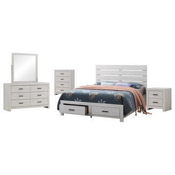 Coaster Brantford 5-piece Queen Storage Wood Bedroom Set in Coastal White
