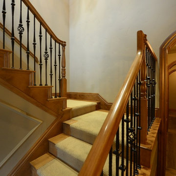 Hand Distressed Hickory Floors - Staircase and Hallway
