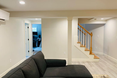Example of a transitional basement design in Providence