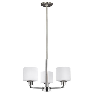 Canfield Three Light Chandelier Brushed Nickel