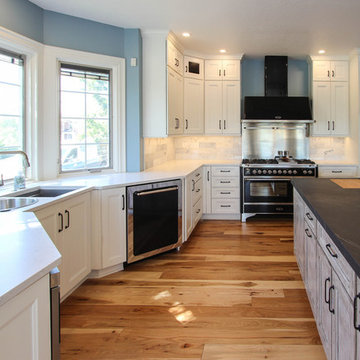 White and Gray Kitchen with Massive Storage Solutions