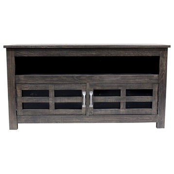 Brooke Solid Wood Glass Door TV Stand, Console Table, 55"