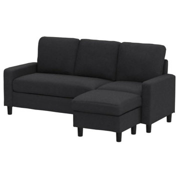 Modern Sectional Sofa, Reversible Design With Cushioned Linen Seat