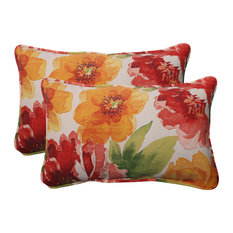 Primro Orange Rectangle Throw Pillow, Set of 2