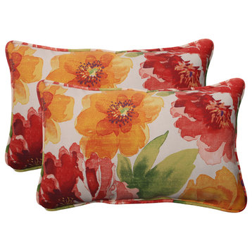 Primro Orange Rectangle Throw Pillow, Set of 2