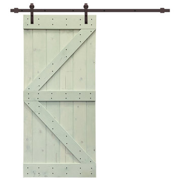 TMS K Series Barn Door With Sliding Hardware Kit, Sage Green, 36"x84"