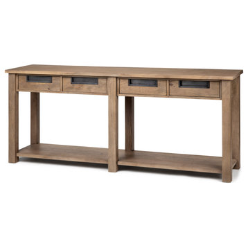Harrelson III Medium Brown Solid Wood 4 Drawer Console Table