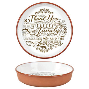 Blackbird Motif 9.5-inch American Made Terra-cotta Pottery Deep Dish Pie Plate