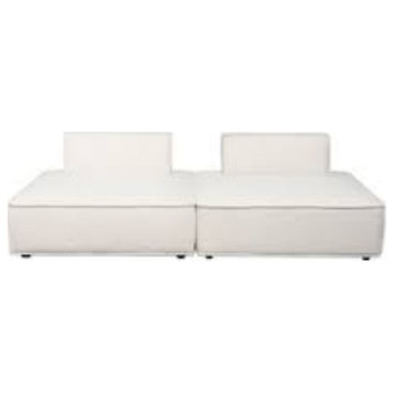 Cara 5-Piece Square Modular Lounger in Ivory Boucle Fabric