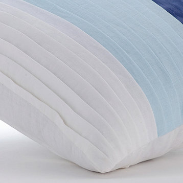 Color Block Ombre Blue Shams, Cotton Linen 24"x24" Pillow Shams, Cool Breeze