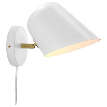 Modway Briana 1-Light Modern Metal Swivel Wall Sconce in White