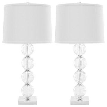 Safavieh Amanda 31" Crystal Glass Globe Lamps, Set of 2, White