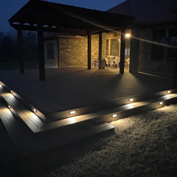 Cedar pergola and composite deck with lighting