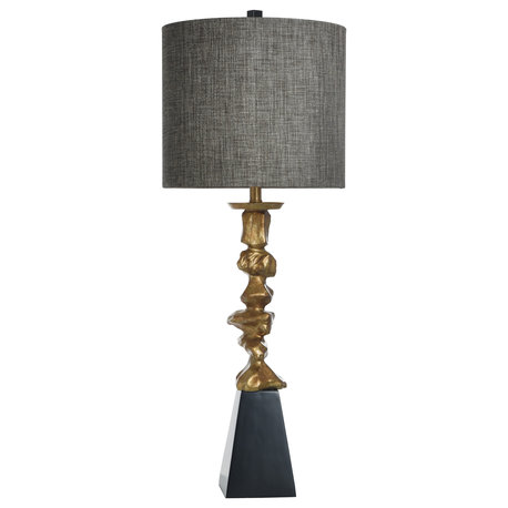 Vintage Gold, Black Base Contemporary Table Lamp