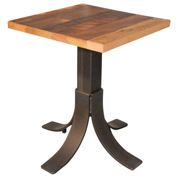 30x30 Reclaimed Barnwood Dining Table, Metal Pedestal Base, Restaurant Grade