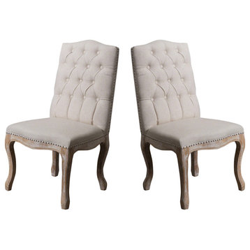 GDF Studio Cello Contemporary Dining Chairs (Set of 2), Beige, Fabric