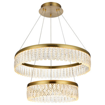 24" Adjustable LED chandelier, Satin Gold