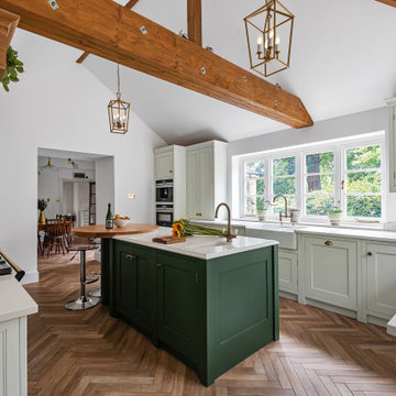 Green & white bespoke, hand-painted shaker kitchen