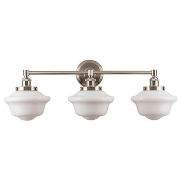 Lavagna 3 Light Schoolhouse Wall Sconce, Brushed Nickel, Milk Glass