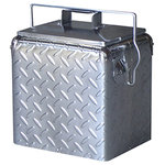 Creative Outdoor Distributor - Retro Vintage 13L Cooler, Polished Diamond Plate - Retro Vintage 13L rugged steel Ice Chest insulated Cooler. Light weight with lift off top holds 10 bottles or 12 cans tough Classic Polished Diamond Plate finish with durable urethane liner.