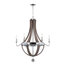 Georgia 30" Wood Adjustable Led Chandelier, Antique Grey and Chrome