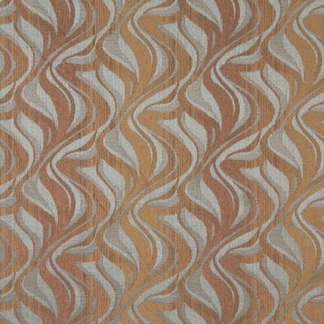 Brown And Blue Abstract Flame Chenille Upholstery Fabric By The Yard
