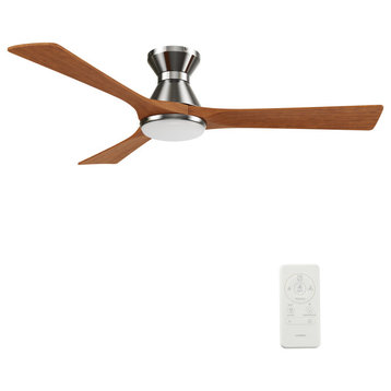 CARRO 52" Rustic Ceiling Fan With LED Light Remote and 10 Speeds DC Motor, Silver