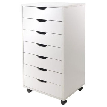 Pemberly Row 7-Drawer Modern Composite Wood Storage Cabinet in White