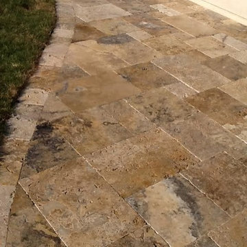 Travertine Patio and Firepit - East Bay California