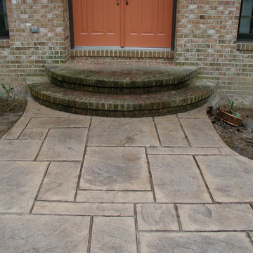 Stamped random slate walkway
