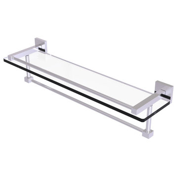 Montero 22" Glass Shelf with Towel Bar, Satin Chrome