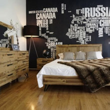 Modern Contemporary Wood Metal Light Brown Bedroom Collection