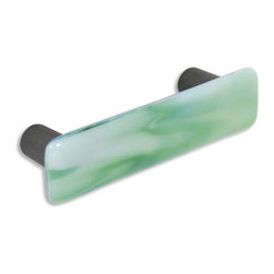 CKP - Art Glass Pull, Light Green Swirl, Oil-Rubbed Bronze Base - Cabinet And Drawer Handle Pulls
